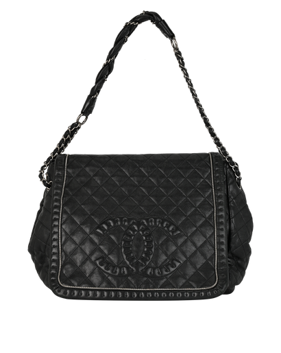 Istanbul Accordion Flap, &pound;1,100, Handbags, Black, Leather, Front view